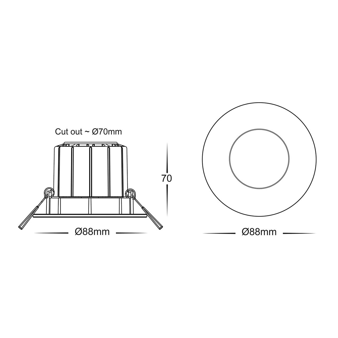 Prime 12w 70mm Flush Recessed LED Downlight Black