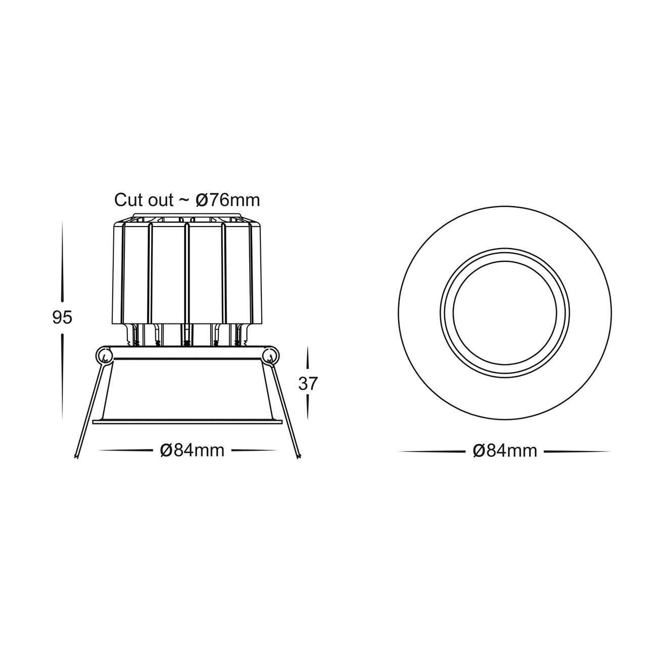 Prime 12w 76mm Deep Recessed LED Downlight Black