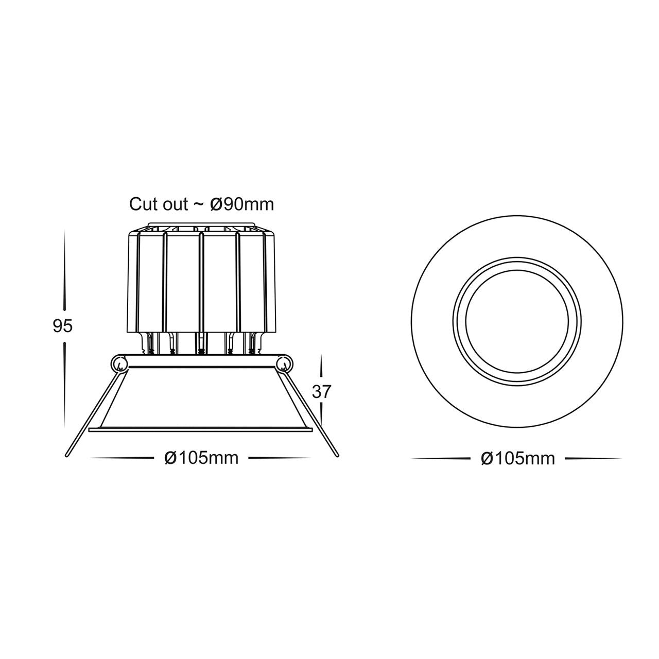 Prime 12w 90mm Deep Recessed LED Downlight White