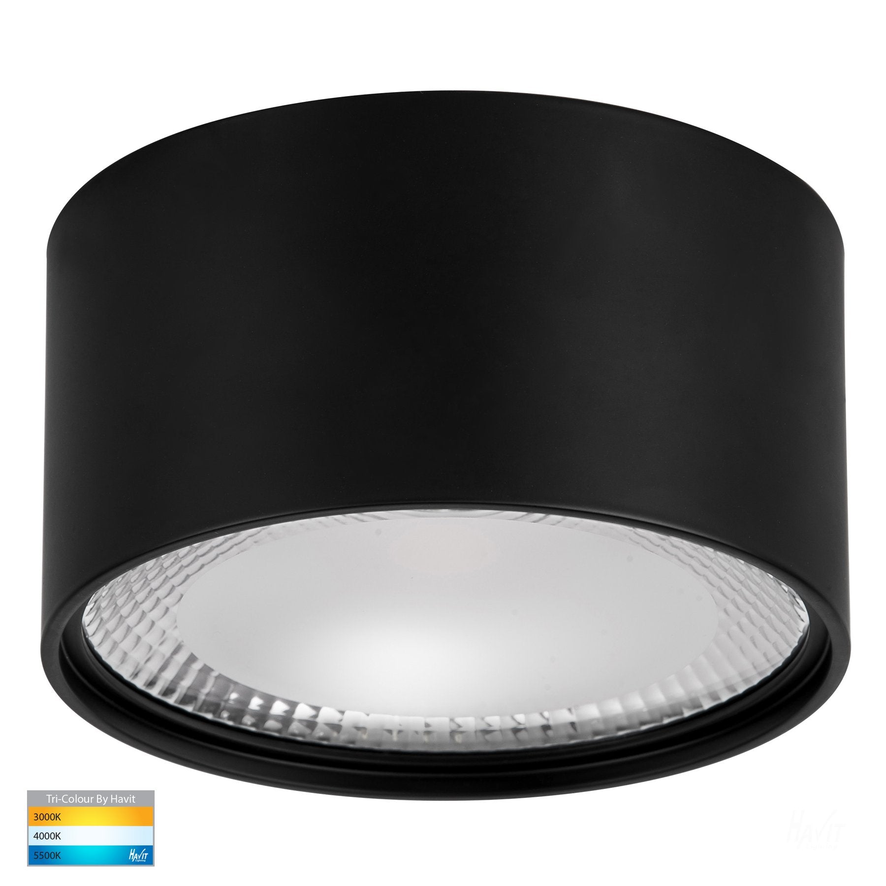 Nella 18w Short Black Tri-Colour LED Surface Mounted Downlight