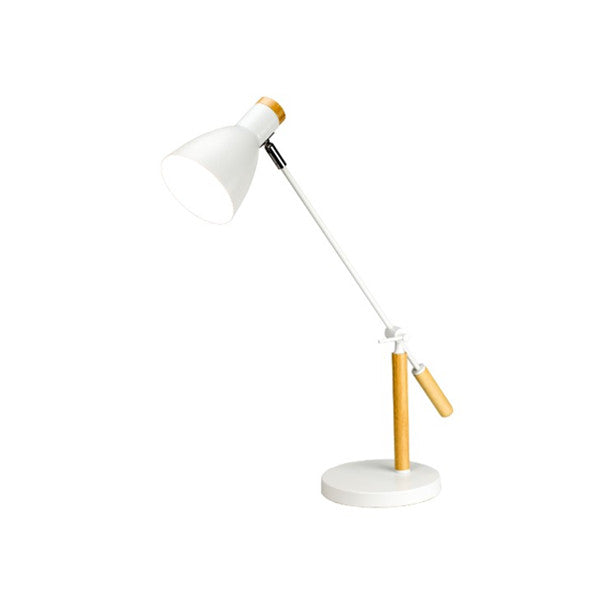 Scandinavian White and Timber Adjustable Modern Table Lamp