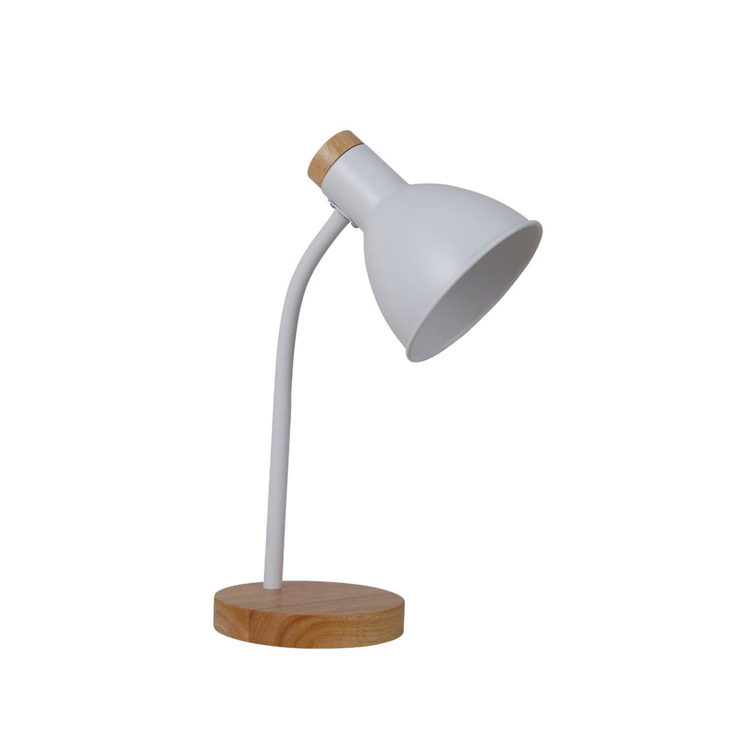 Merete White and Timber Modern Desk Table Lamp