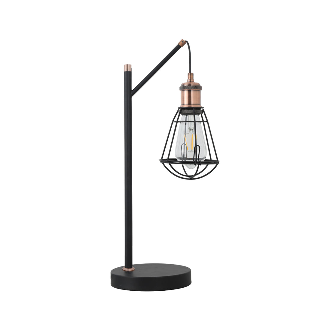 Zehra Black and Copper Industrial Table Lamp