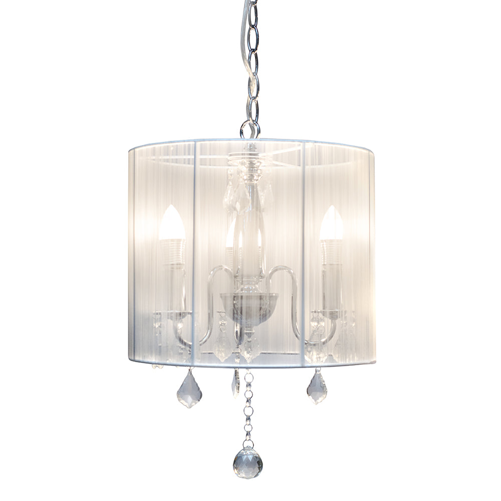 Paris Traditional String Shade and Crystal White Pendant Local