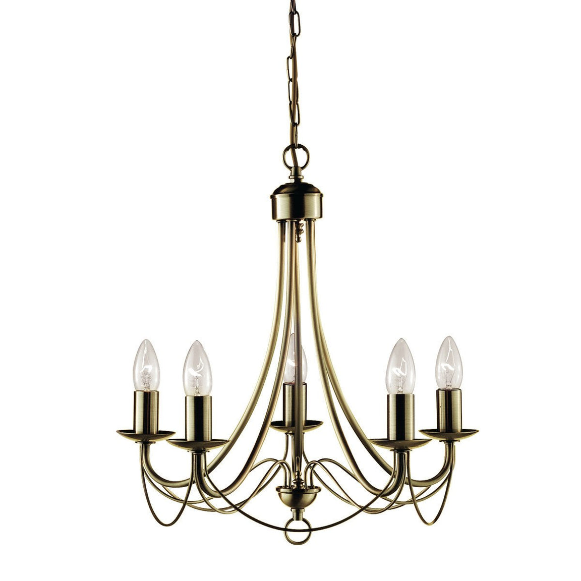 Zanzibar Antique Brass 5 Light Traditional Industrial Chandelier