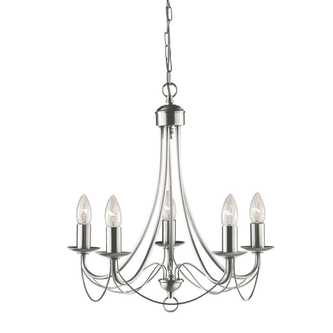 Zanzibar Satin Chrome 5 Light Traditional Industrial Chandelier