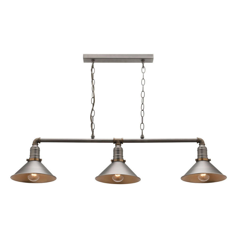 Rafael Aged Nickel Industrial 3 Light Pendant