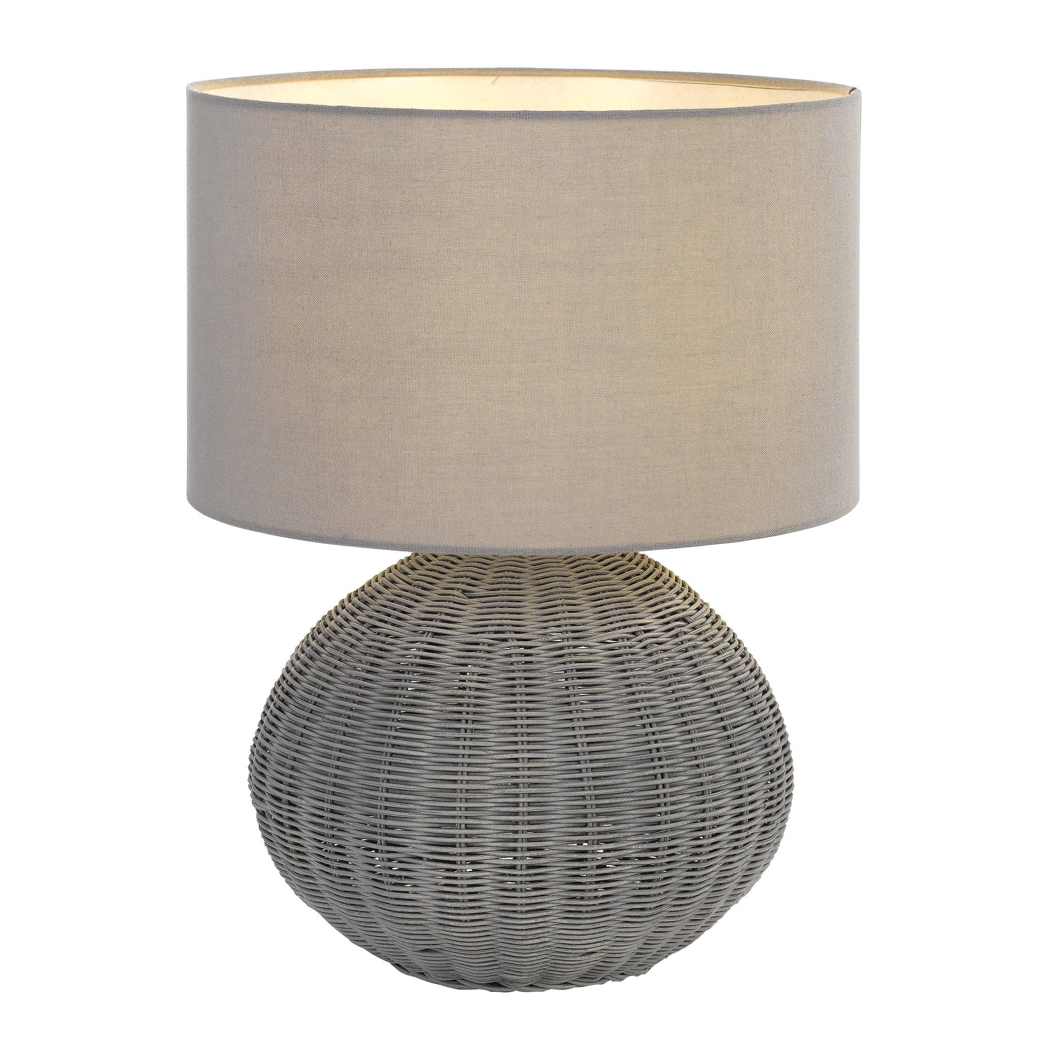 Mohan Grey Rattan Woven Ball Table Lamp