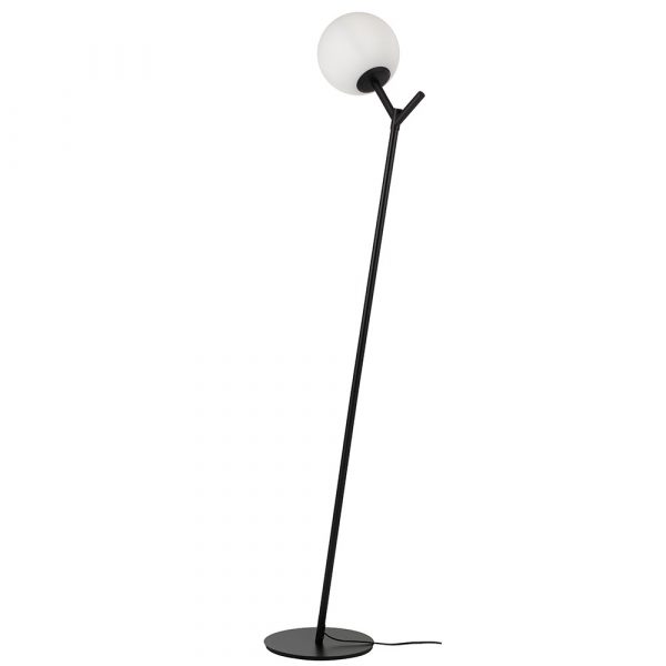 Ohh 1 Light Black with Opal Matt Glass Floor Lamp
