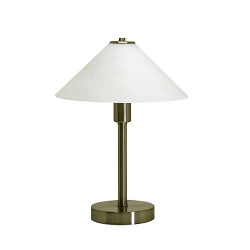 Ohio Antique Brass Opal Tapered Glass Shade Touch Lamp