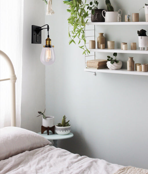 Strung1 Industrial Antique Brass and Black Interior Wall Light