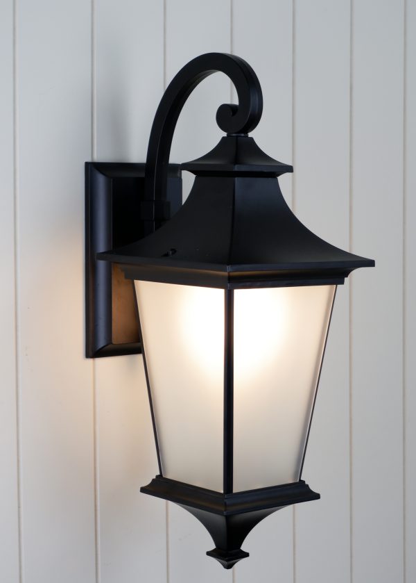 Westin Black and Frost Glass Exterior Coach Light