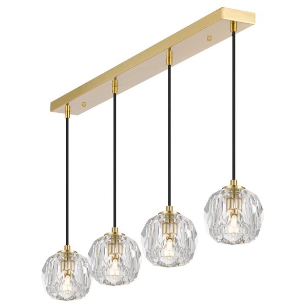Zaha 4 Light Bar Antique Gold with Crystal Pendant
