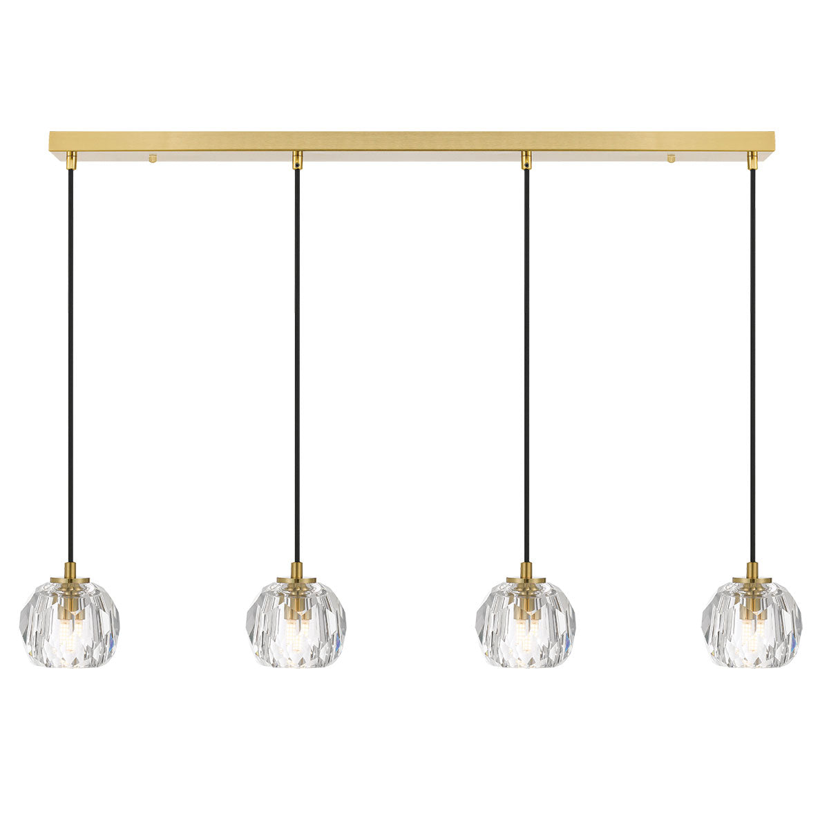 Zaha 4 Light Bar Antique Gold with Crystal Pendant