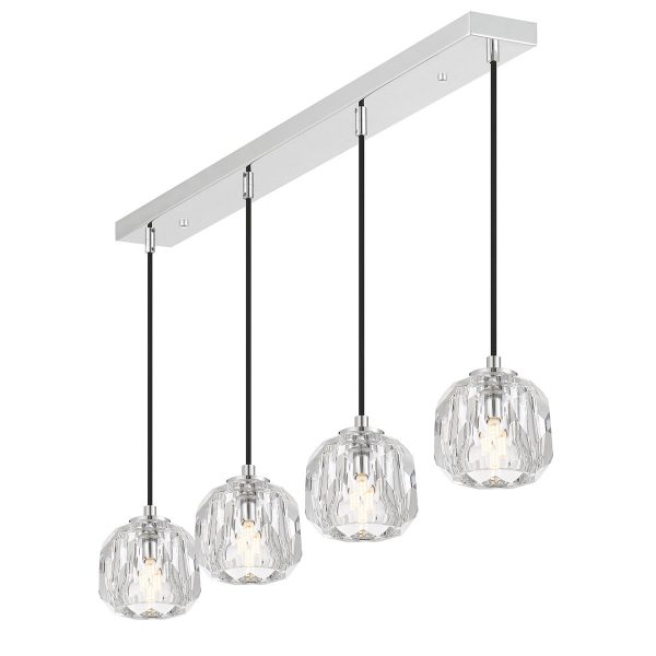 Zaha 4 Light Bar Chrome with Crystal Pendant