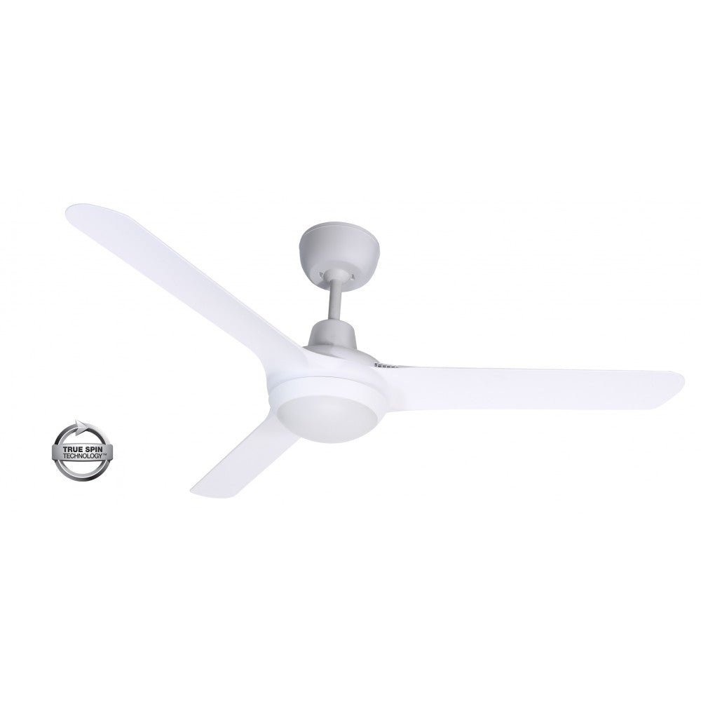 Spyda 50"/1250mm 3-Blade White with LED Light ABS Plastic Ceiling Fan By Ventair