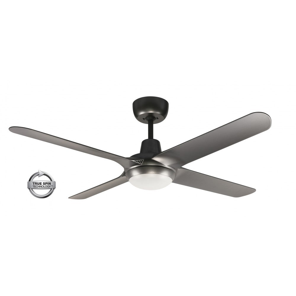Spyda 56"/1400mm 4-Blade Titanium with LED Light ABS Plastic Ceiling Fan by Ventair