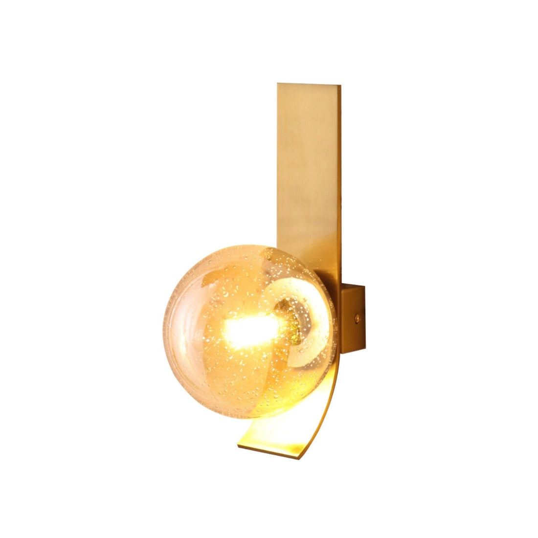 Oris Satin Brass and Amber Bubble Glass Modern Retro Wall Light