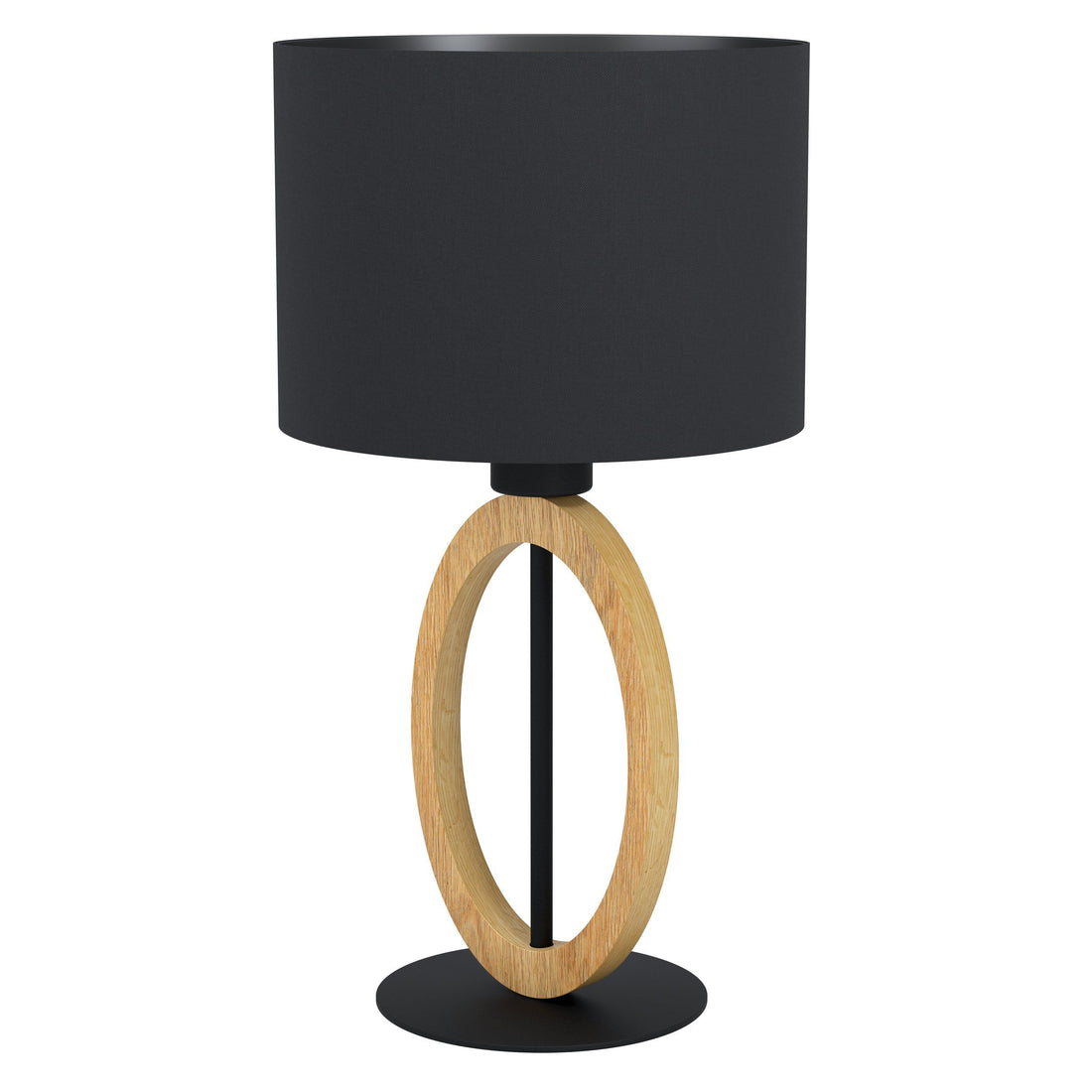 Basildon Black and Timber Table Lamp