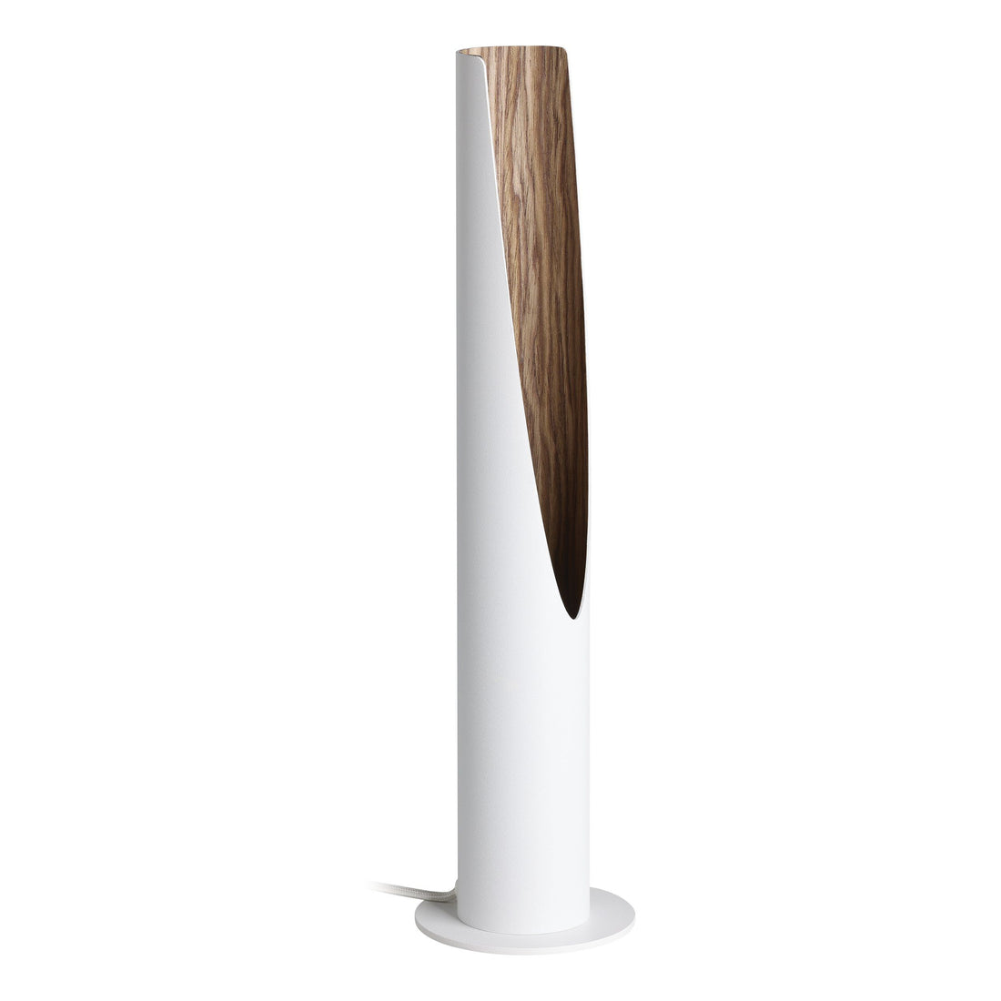 Barbotto White and Timber Cylindrical Table Lamp