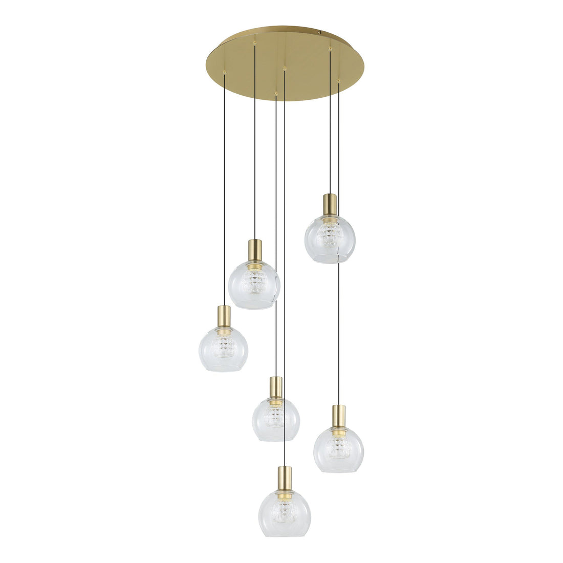 Terque 6 Light Spiral Matt Brass LED Modern Pendant