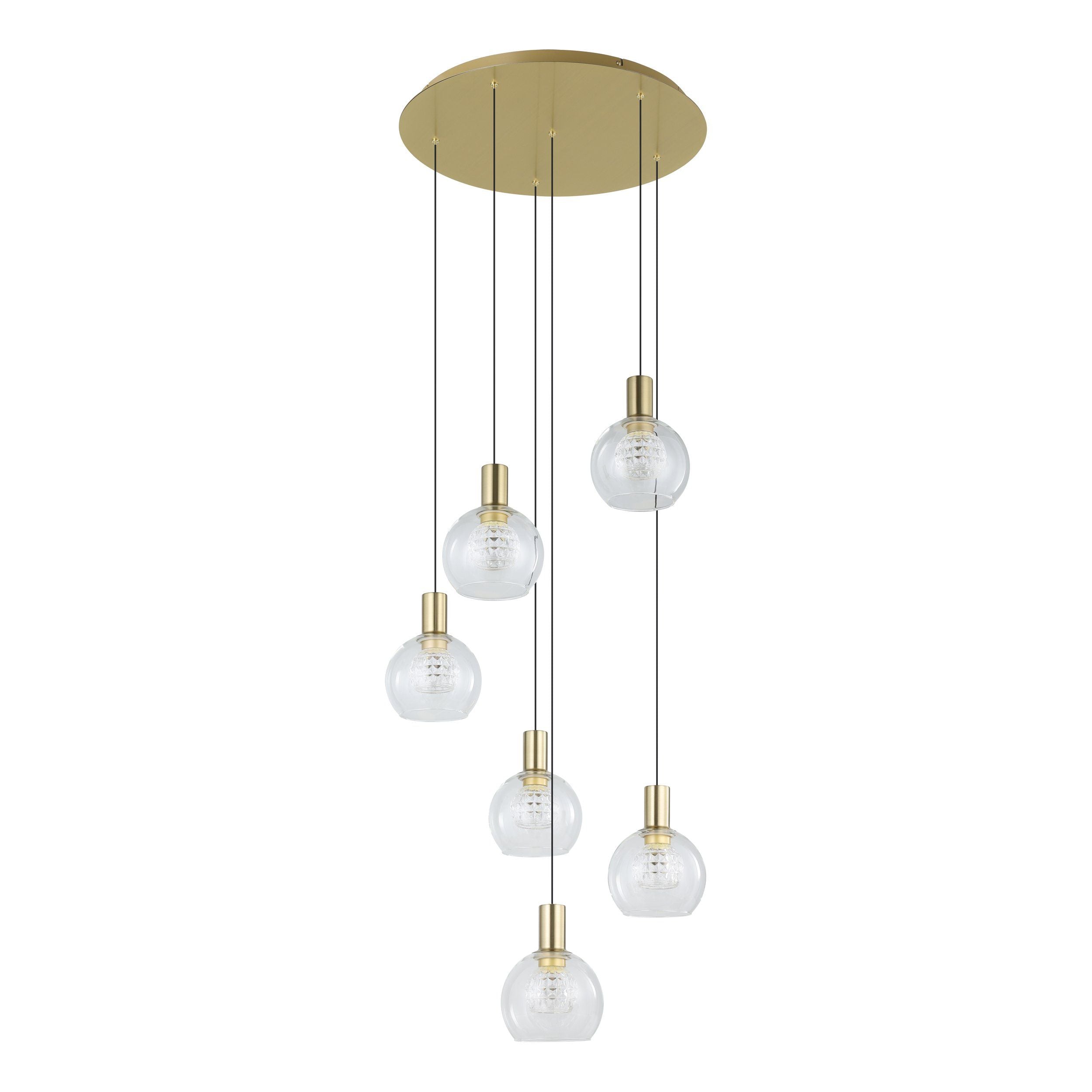 Terque 6 Light Spiral Matt Brass LED Modern Pendant