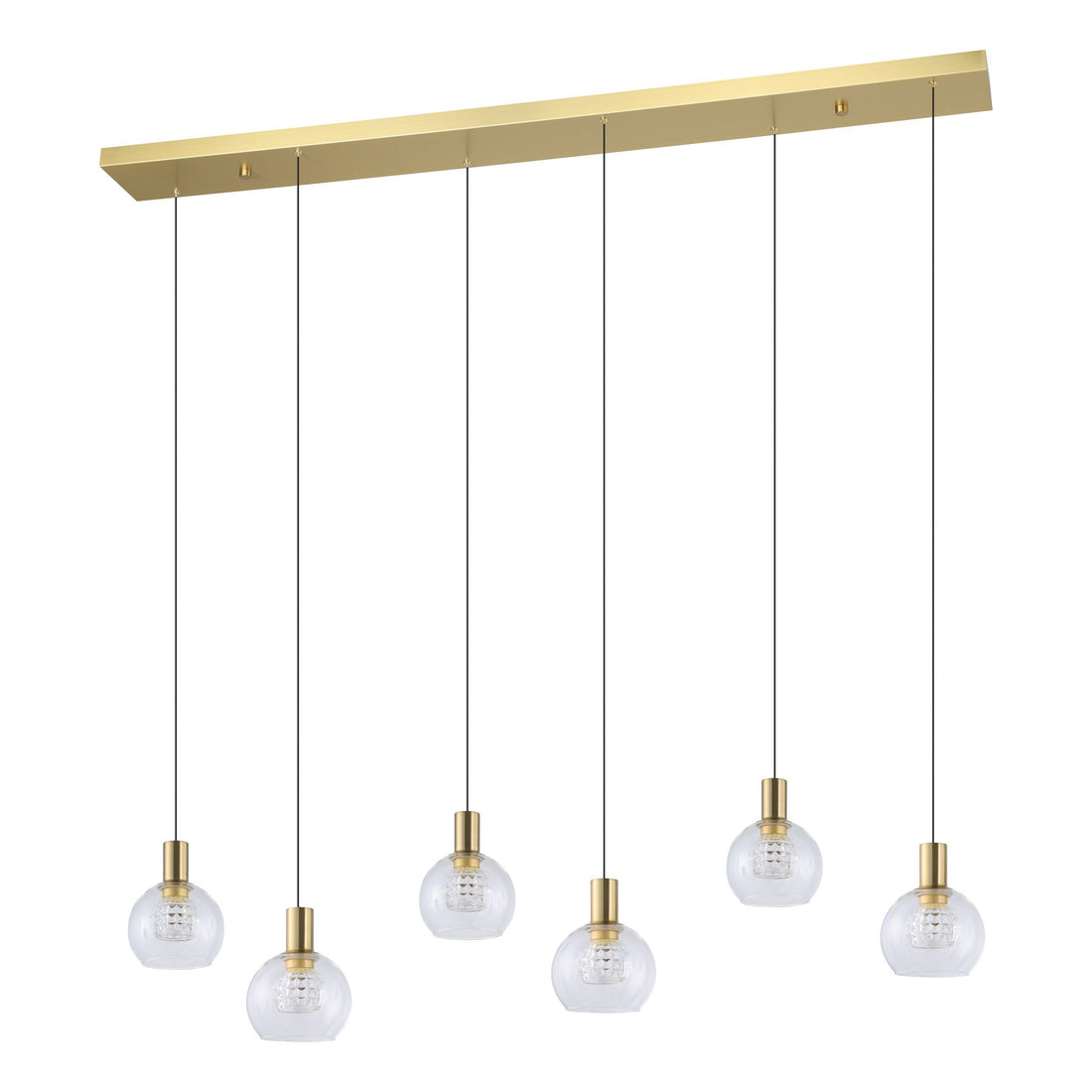 Terque 6 Light Bar Matt Brass LED Modern Pendant