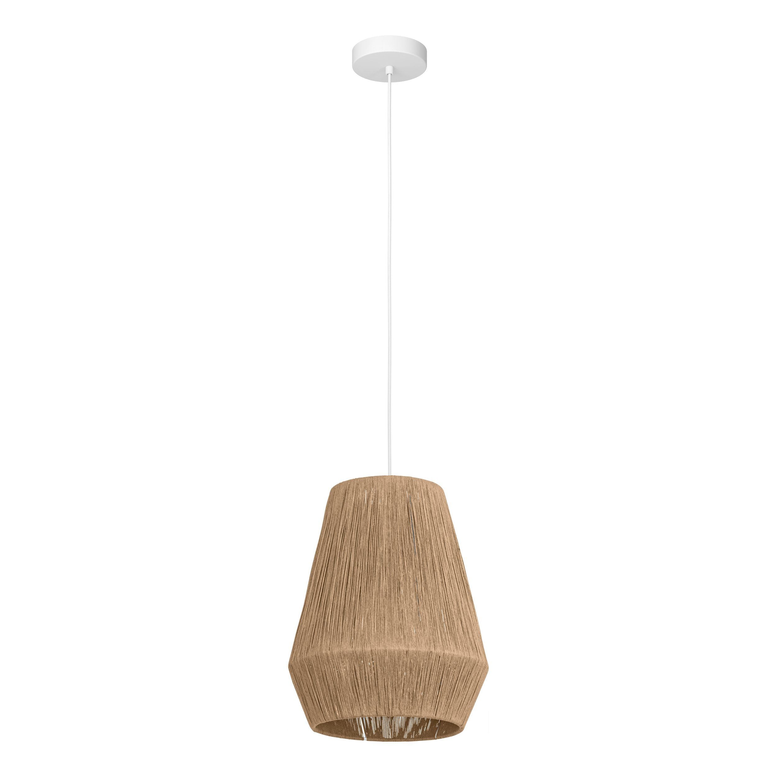 Alderney 1 Light Natural Yarn with White Pendant