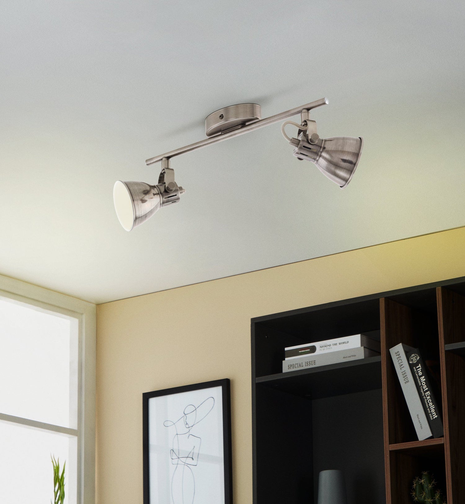 Seras Antique Bronze 2 Light Modern Industrial GU10 Spotlight