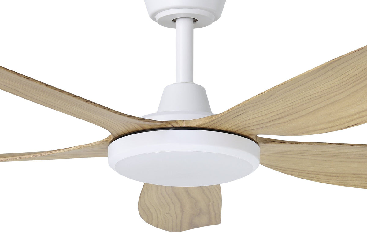 Miami 52"/1320mm 5 Blade White and Blackbutt with LED DC Motor ABS Ceiling Fan