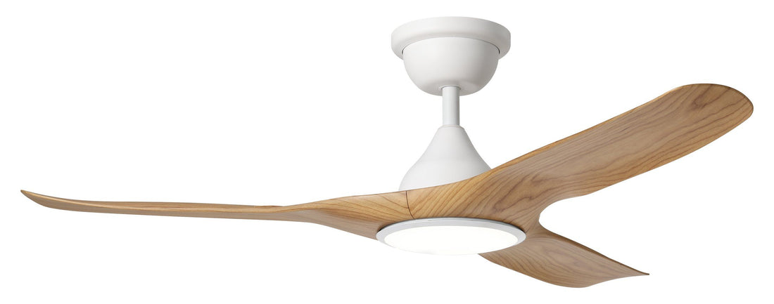 Tahiti 52"/1320mm 3 Blade White and Blackbutt with LED Light DC Motor ABS Ceiling Fan