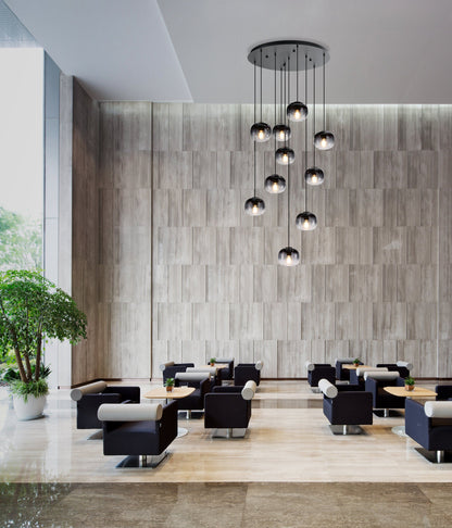 Oilella 10 Light Black and Smoke Contemporary Pendant