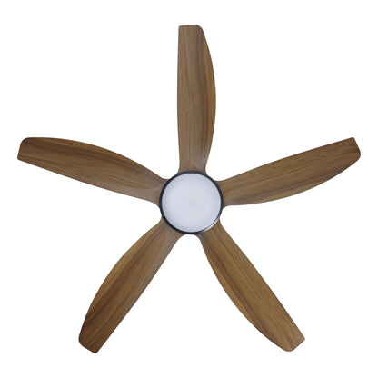 Miami 52"/1320mm 5 Blade Black and Teak with LED DC Motor ABS Ceiling Fan