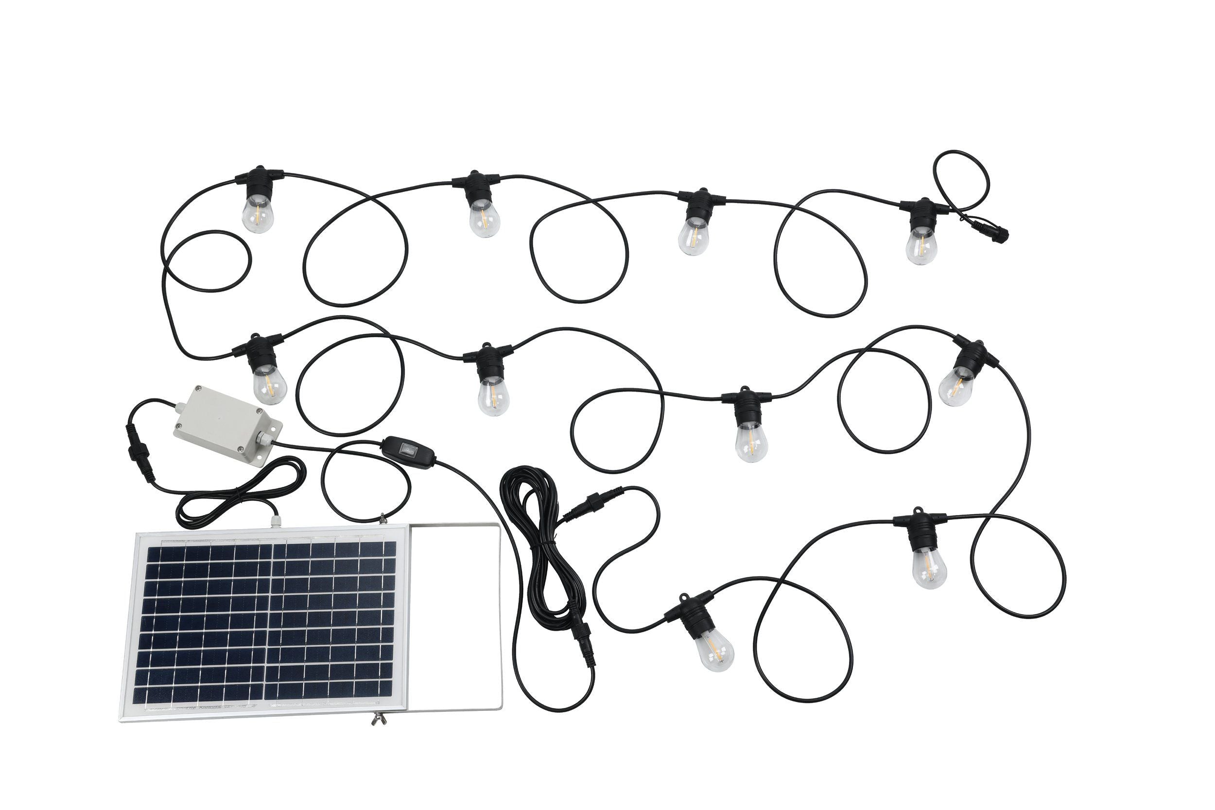 Festoon Solar Black with 10-Light Warm White Kit
