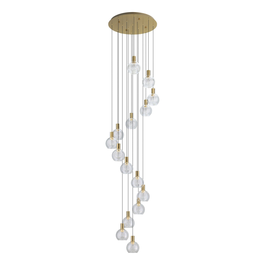 Terque 15 Light Spiral Matt Brass LED Modern Pendant