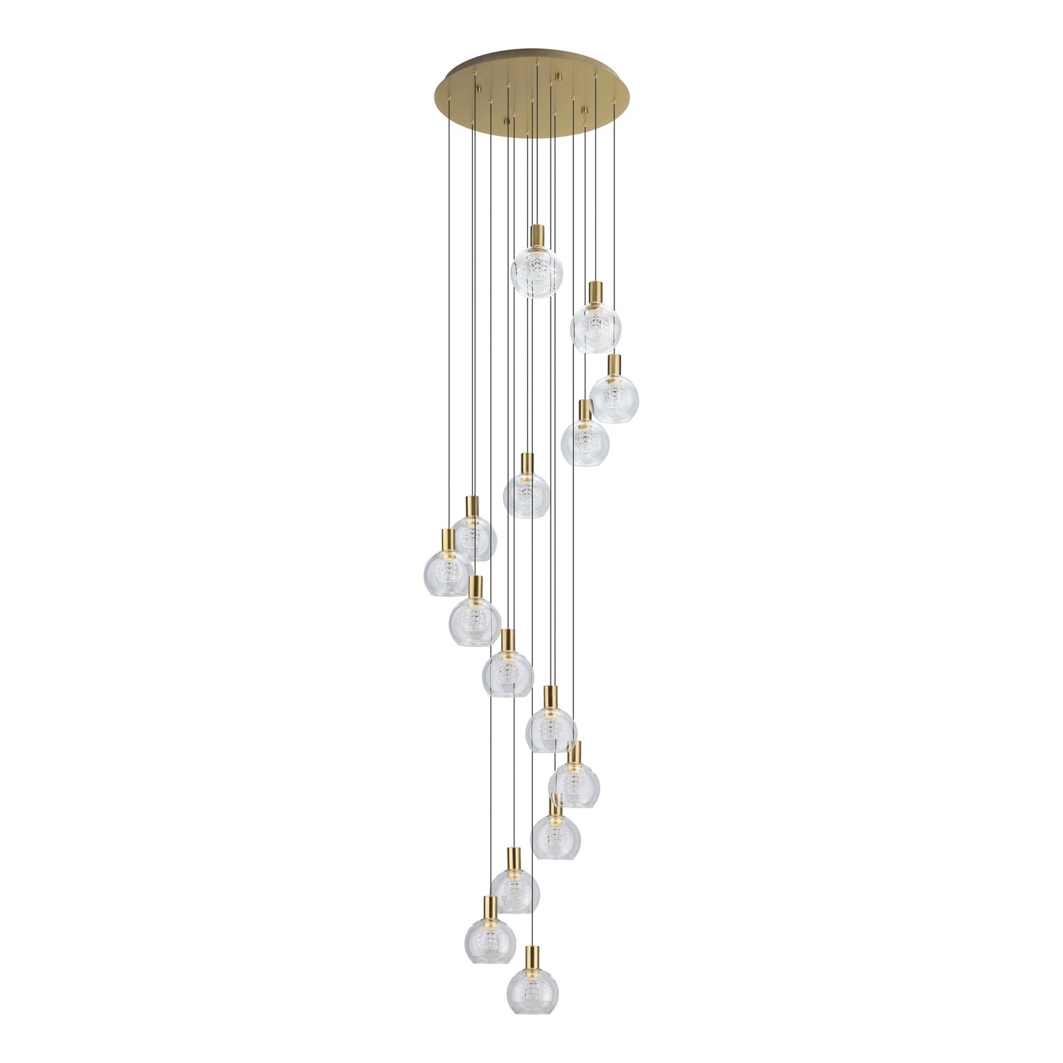 Terque 15 Light Spiral Matt Brass LED Modern Pendant