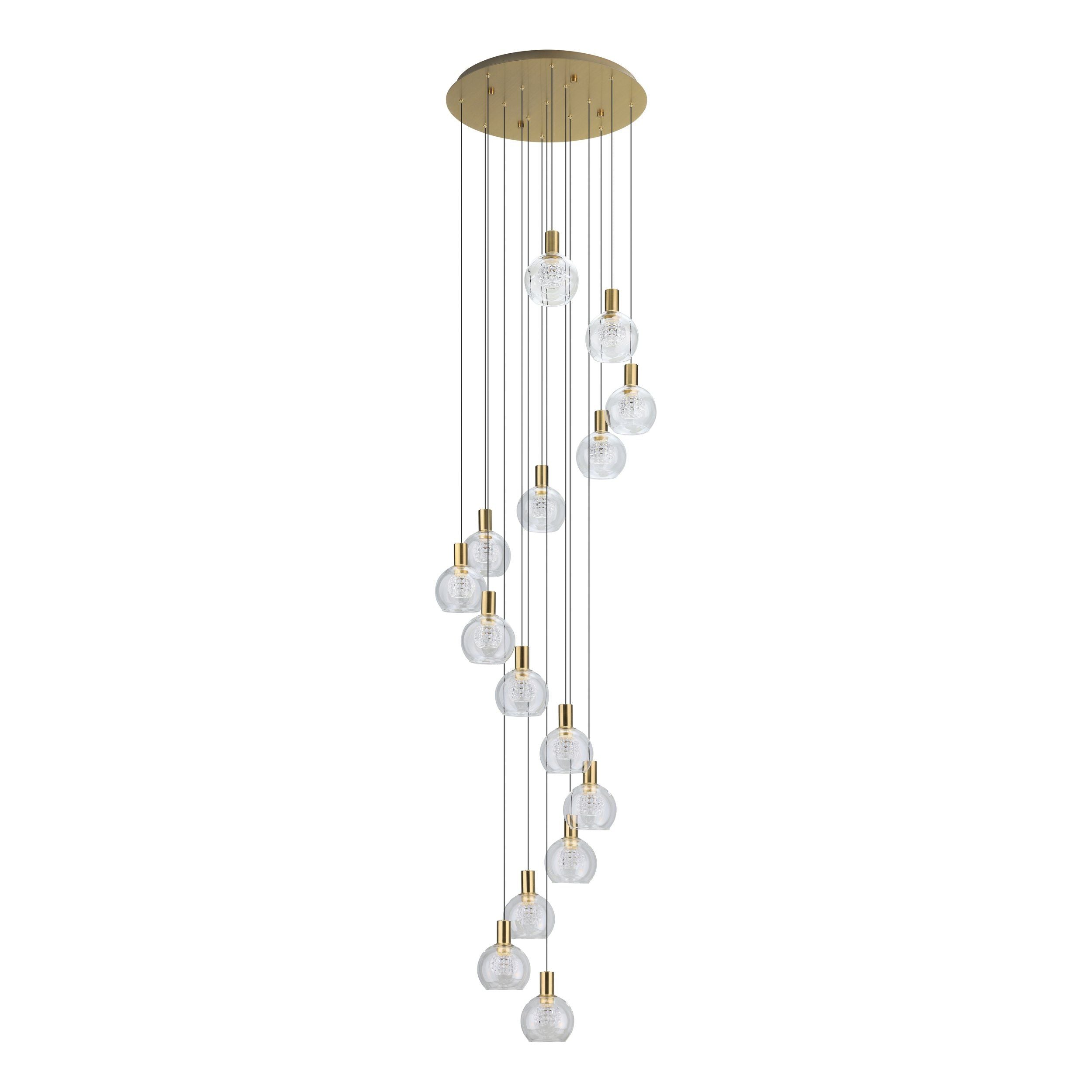 Terque 15 Light Spiral Matt Brass LED Modern Pendant