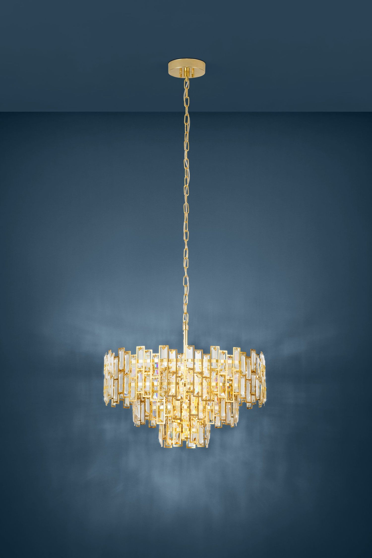 Calmeilles 63cm 10 Light Brass and Crystal Classic Feature Pendant