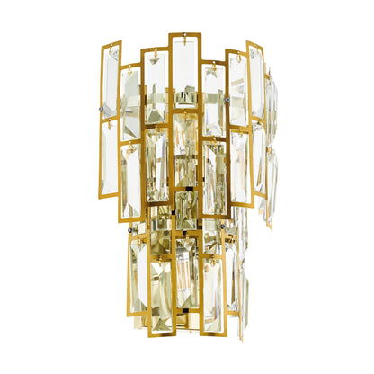 Calmeilles 3 Light Brass and Crystal Classic Feature Wall Light
