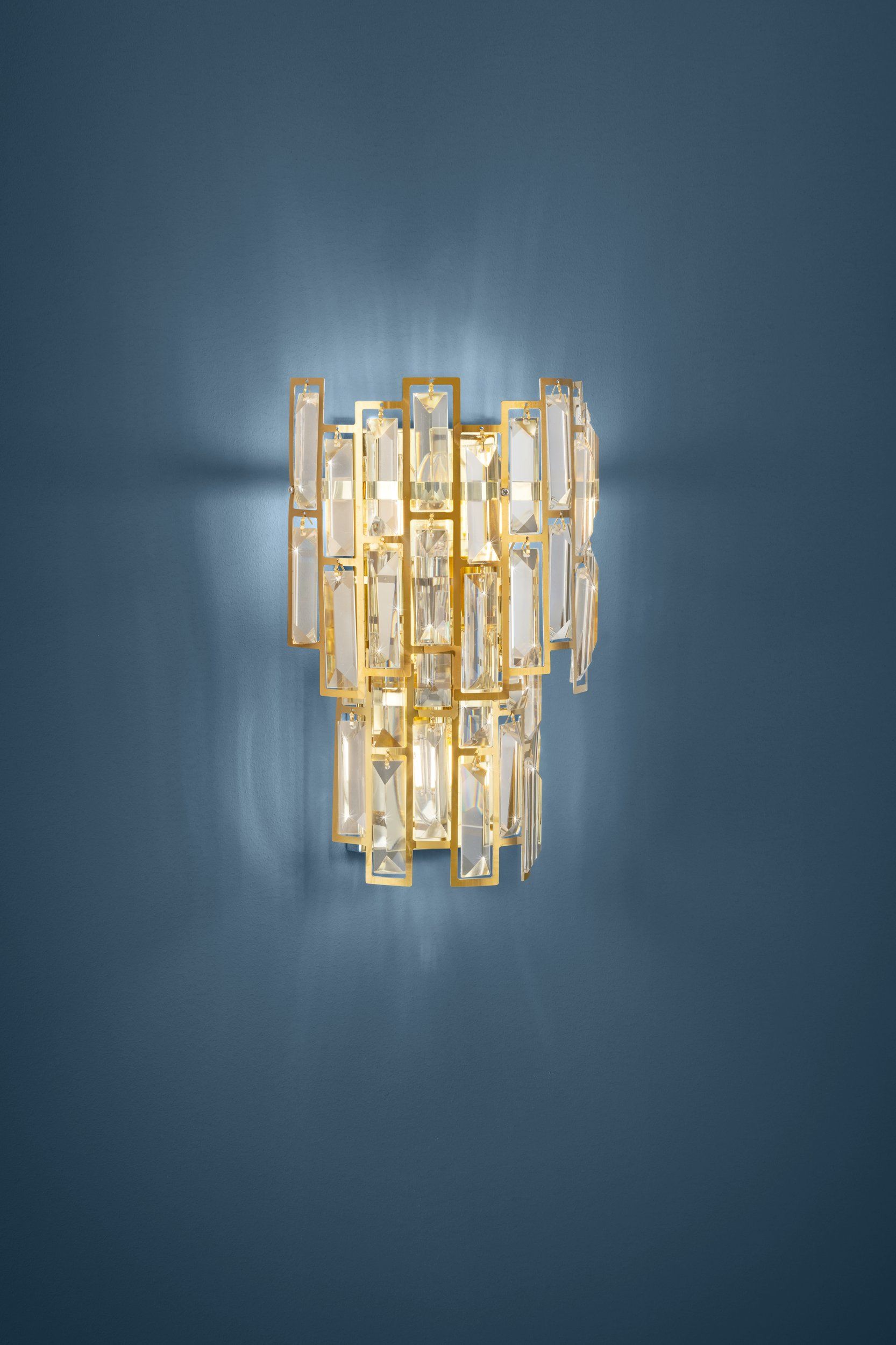 Calmeilles 3 Light Brass and Crystal Classic Feature Wall Light