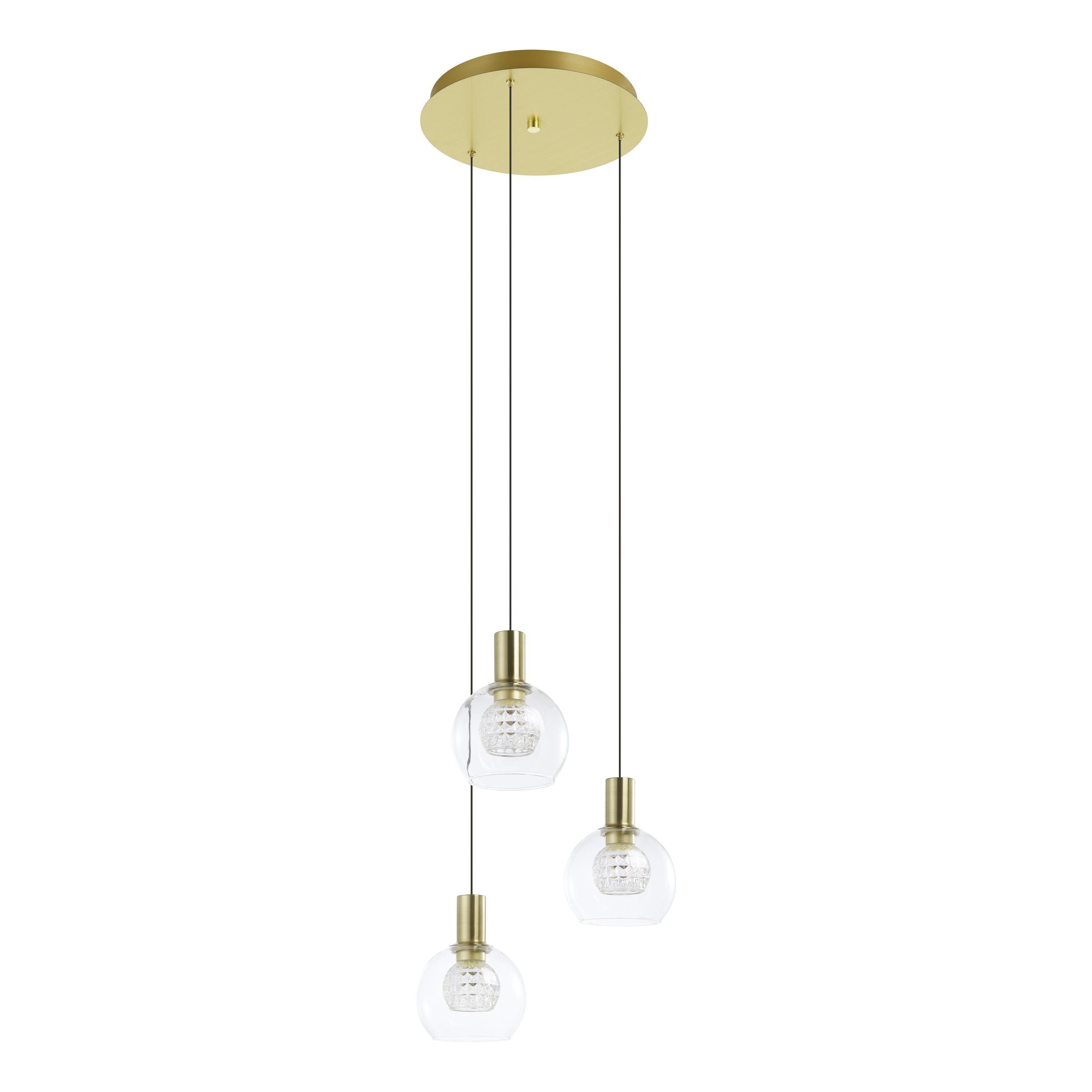 Terque 3 Light Cluster Matt Brass LED Modern Pendant