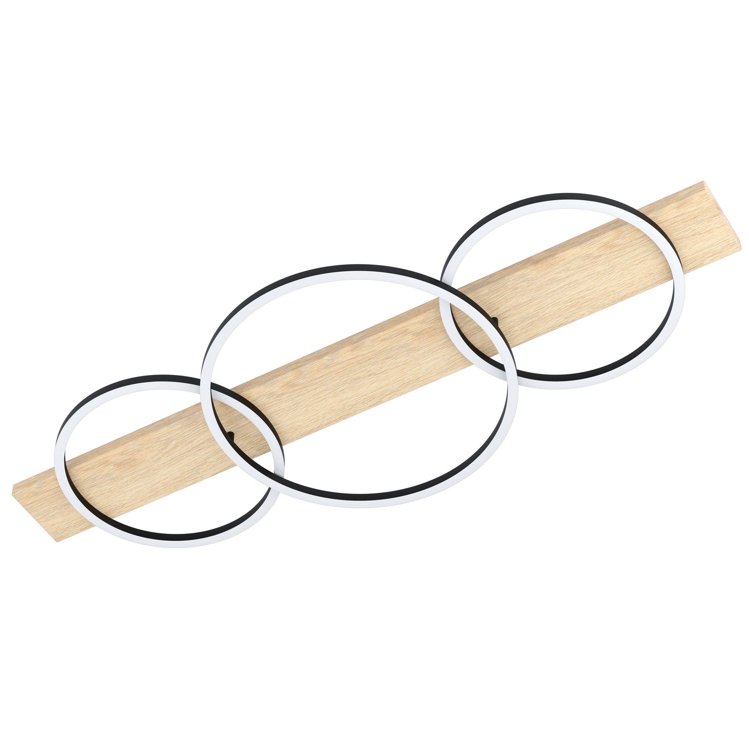 Boyal Natural Timber with Black 3 Ring LED Contemporary Close to Ceiling