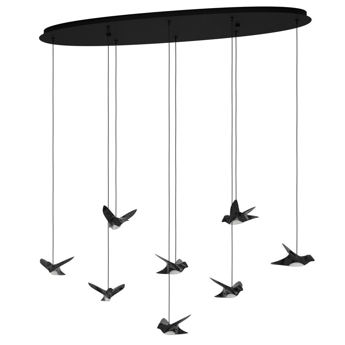 Paratebueno 8 Light Linear Nickel-Nero Black Bird Contemporary Feature Pendant