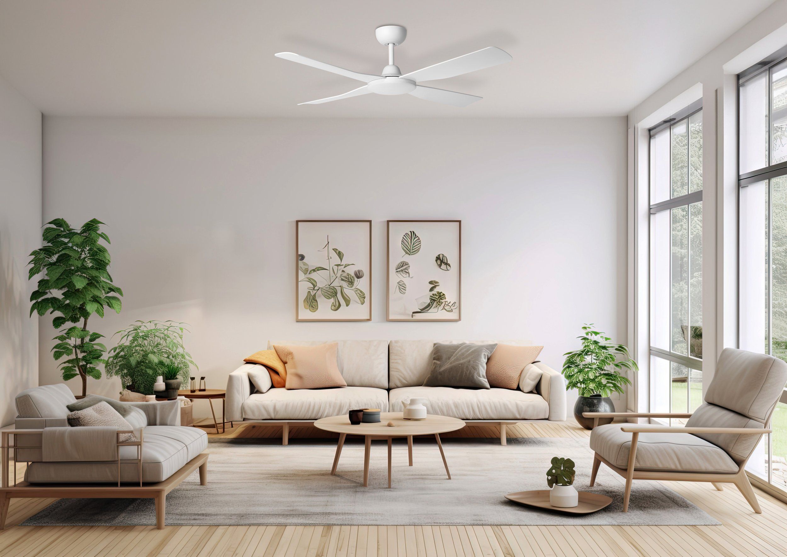 Aloha 48&quot;/1200mm 4 Blade White Smart Control DC Motor ABS Ceiling Fan