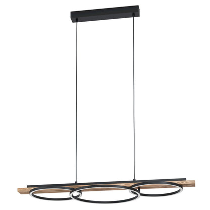 Boyal Brown Rustic Timber with Black LED Contemporary Pendant