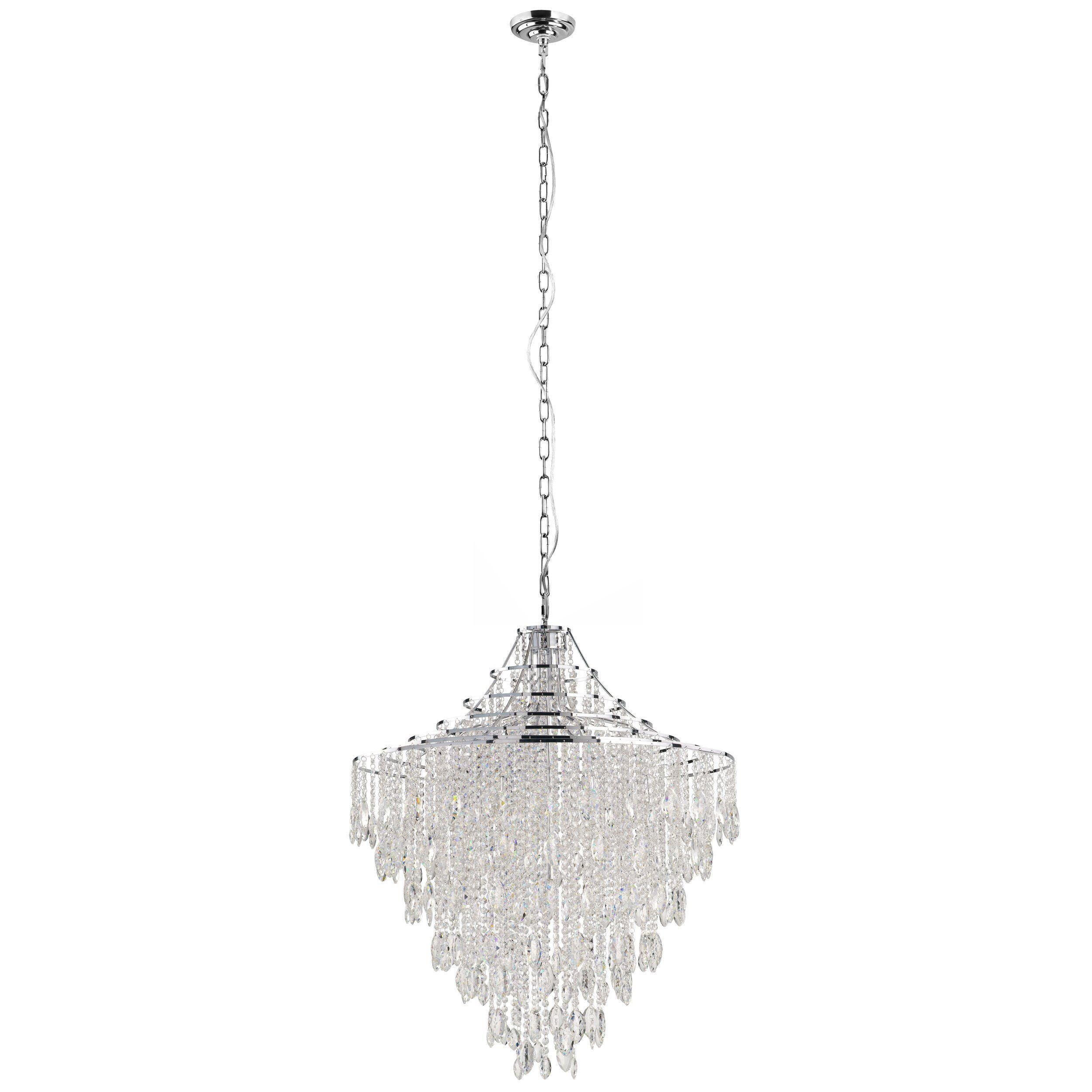 Beires 9 Light 125cm Chrome and Crystal Classic Feature Pendant
