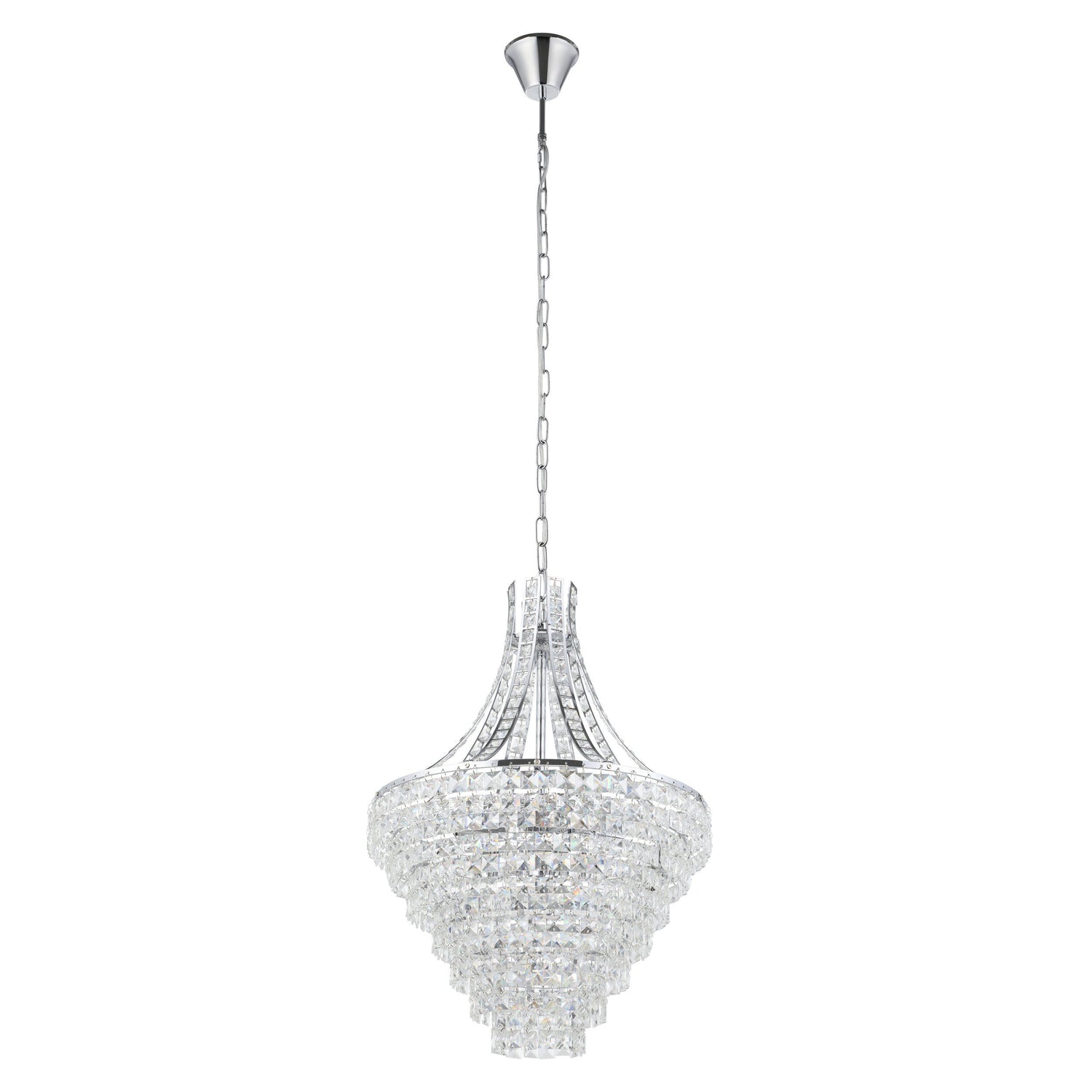 Beires 8 Light 78cm Chrome and Crystal Classic Feature Pendant