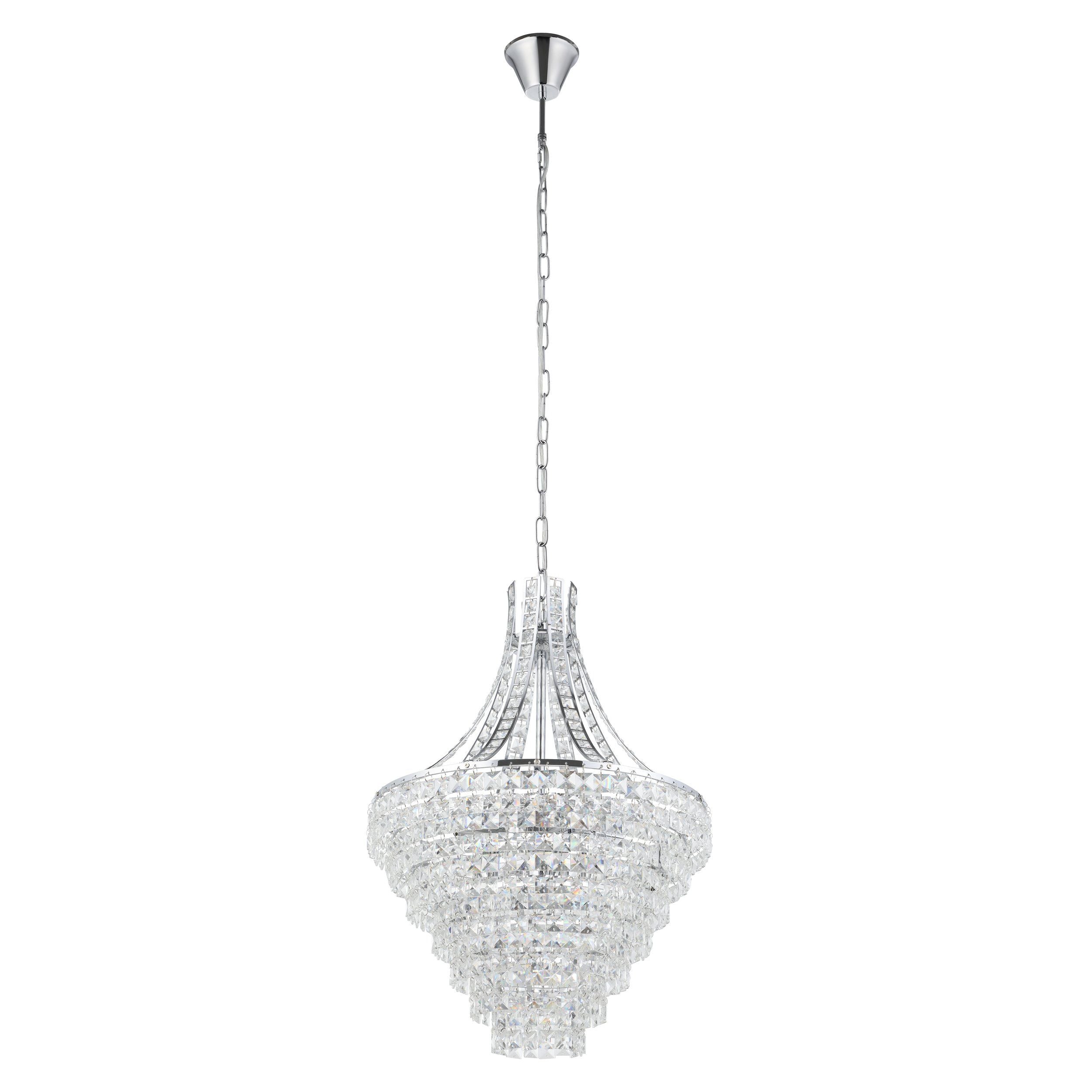 Beires 8 Light 78cm Chrome and Crystal Classic Feature Pendant