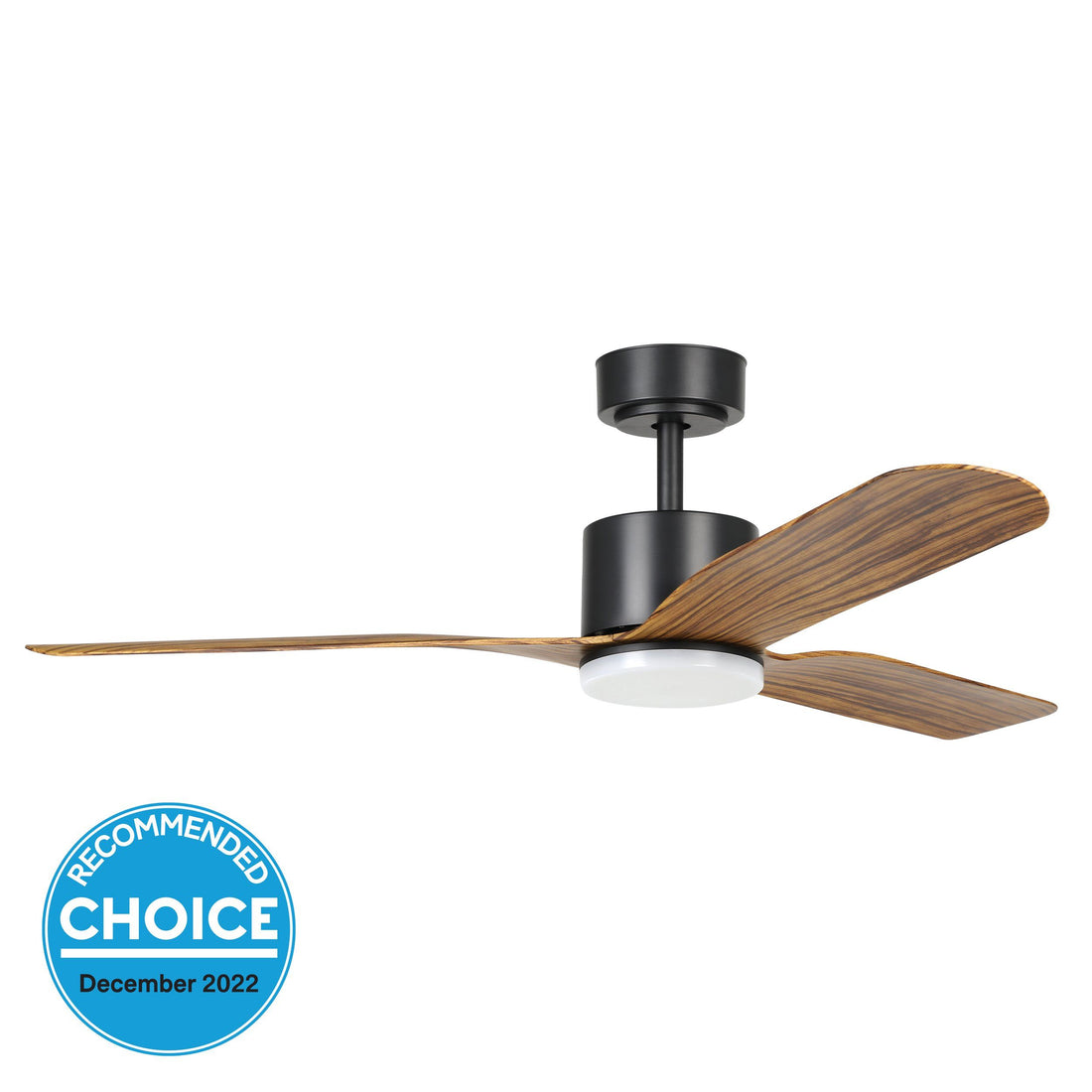 Iluka 52&quot;/1320mm 3 Blade Black and Rustic Timber with LED Light DC Motor ABS Ceiling Fan