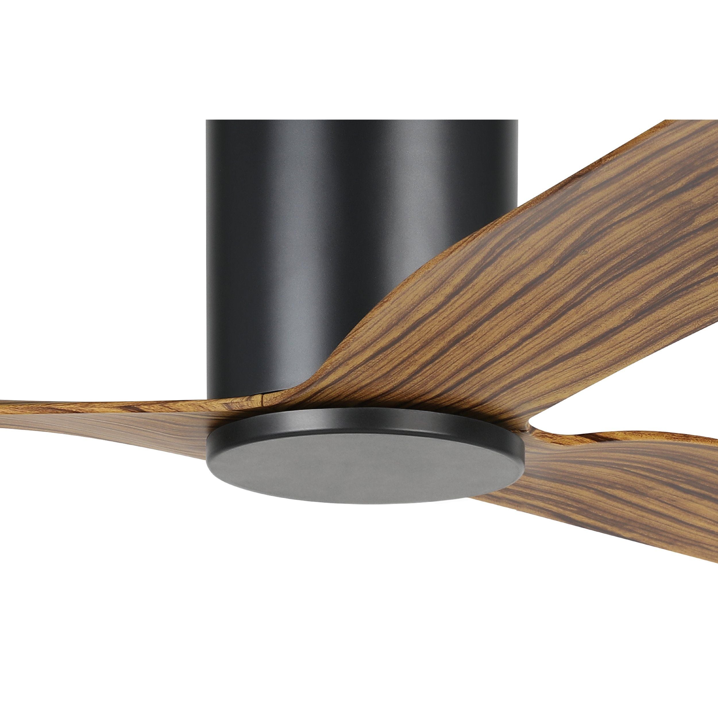 Iluka 52&quot;/1320mm Black and Rustic Timber DC Low Profile Flush Ceiling Fan